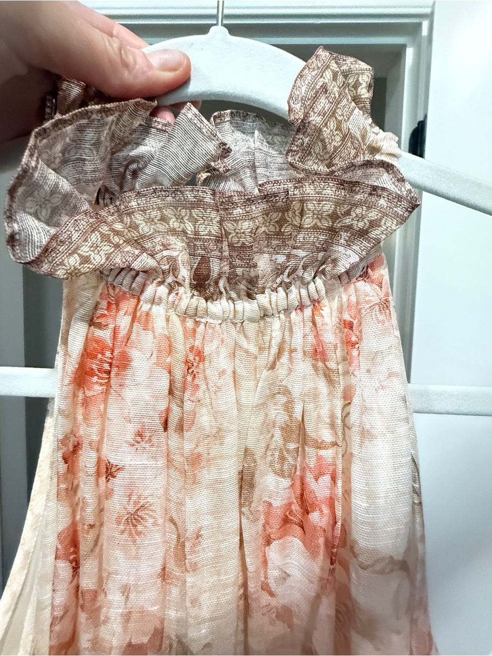 Zimmermann Cream and Peach Floral Halter Maxi Dress - Picture 7 of 7